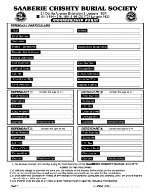 Burial Society Membership Form