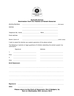 Nomination Form for School Election