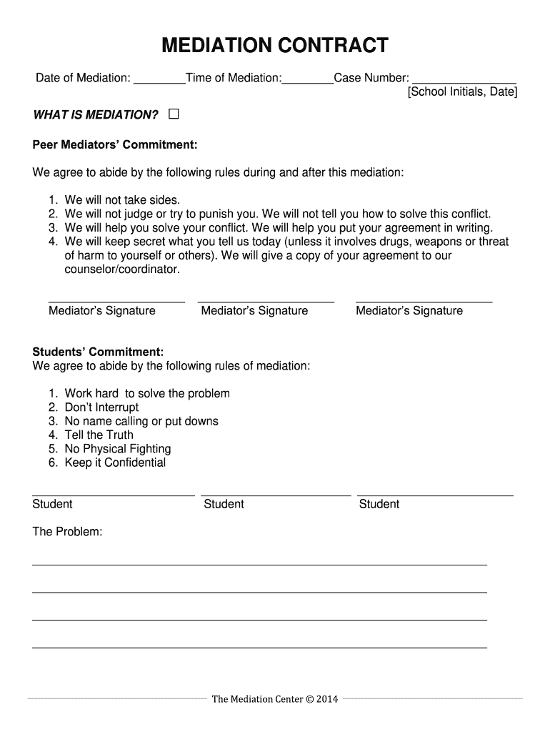 Mediation Contract Template  Form