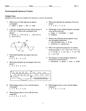 Electromagnetic Spectrum Practice  Form