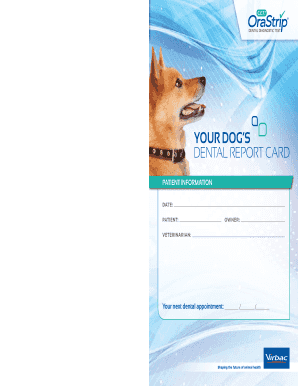Veterinary Dental Report Card  Form