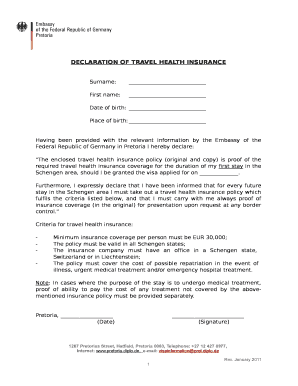 Declaration for Travel  Form