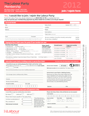 Labour Party Membership Registration Form