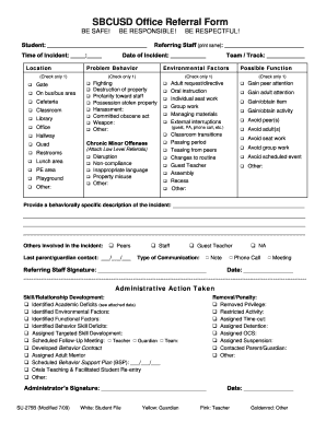 SBCUSD OFFICE REFERRAL Revised 7 09doc  Form