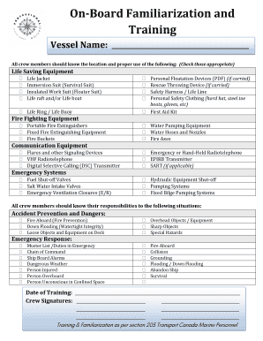 Onboard Familiarization and Training Cheat Sheet Fundynorth  Form