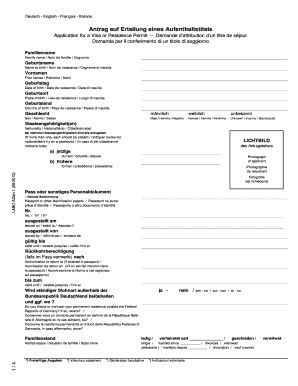 Antrag Auf Erteilung Eines Aufenthaltstitels in Den Sprachen Deutsch Englisch Franzsisch Italienisch Schnell Helfen  Form