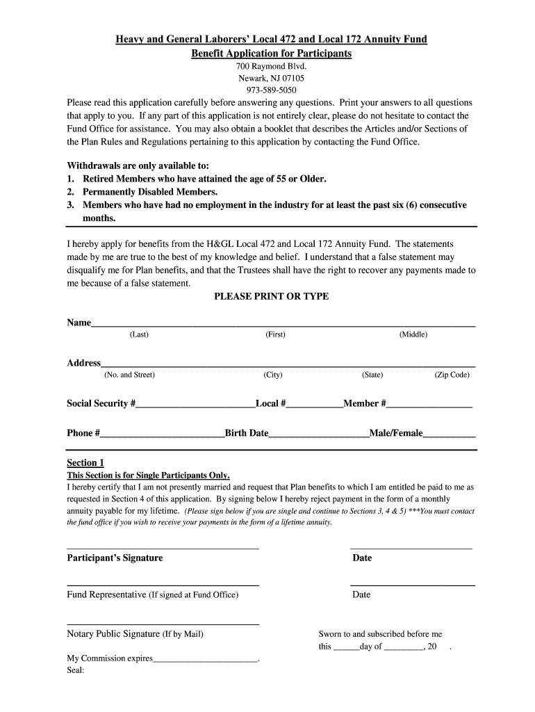 Local 172 Annuity  Form