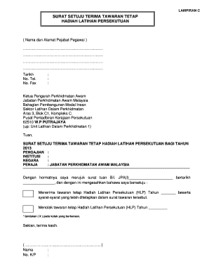 Surat Setuju Terima Tawaran  Form