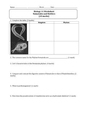 Nematode Worksheet  Form