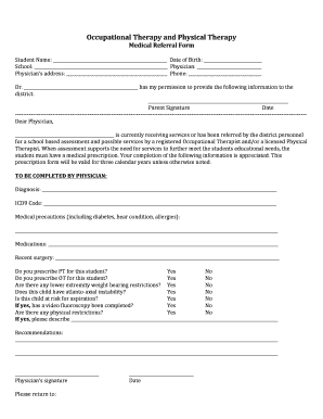 Physical Therapy Referral Form Template