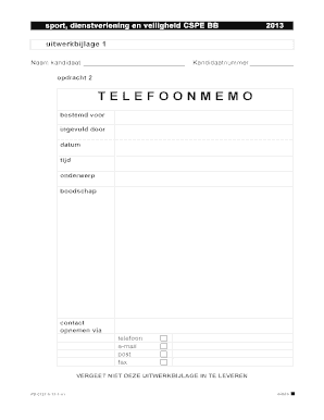 Telefoonmemo Word  Form