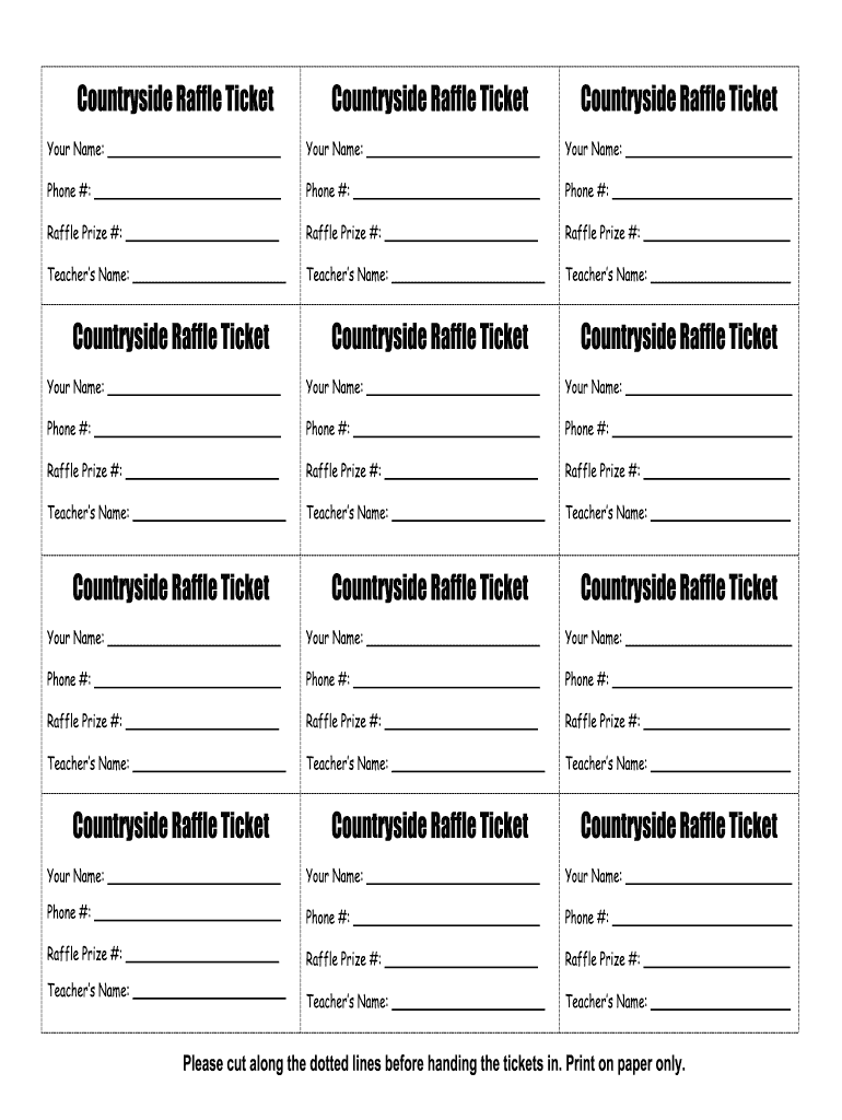 Countryside Raffle Ticket Countryside Raffle Countryside PTO Countrysidepto  Form