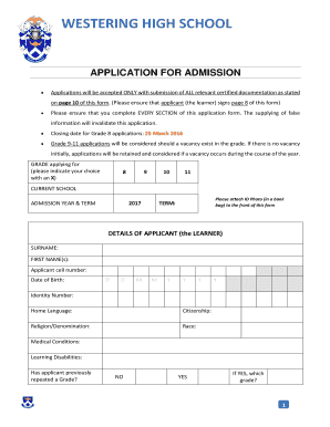 Morningside High School Application Forms