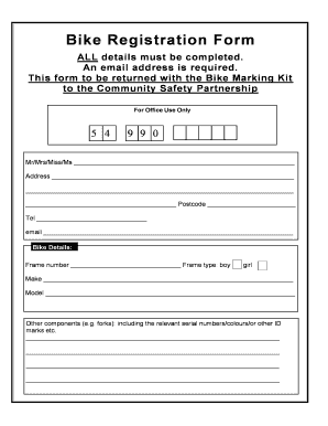 Bike Registration Form