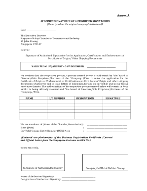 Specimen Signature  Form