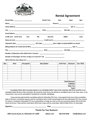 Utv Rental Agreement  Form