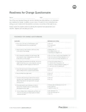 Readiness for Change Form