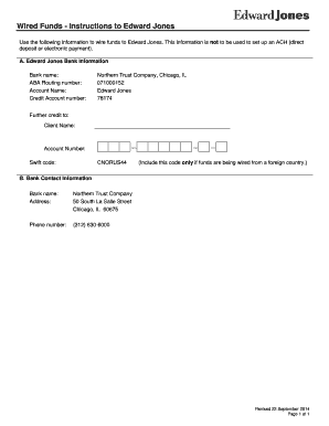 Edward Jones Wire Instructions  Form