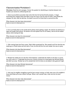 Characterization Worksheet 2 Answer Key  Form