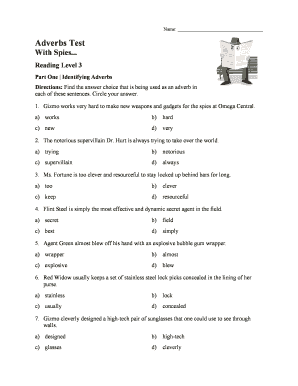 Adverbs Test PDF  Form