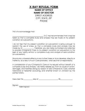 X Ray Refusal Form Dental