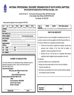 Naptosa Online Application  Form