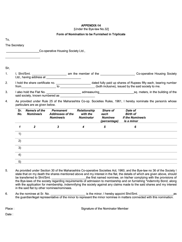 Society Nomination Form