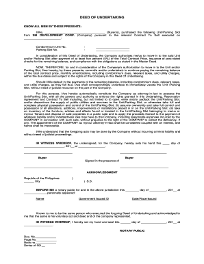 Deed of Undertaking Sample  Form