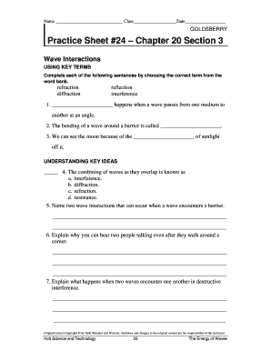 Practice Sheet #24 Chapter 20 Section 3 Wave Interactions  Form