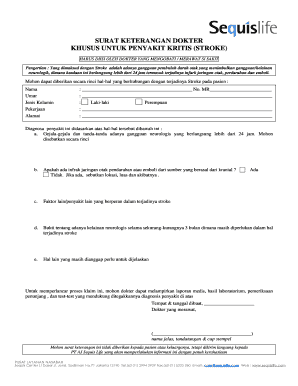 Surat Keterangan Sakit Stroke  Form