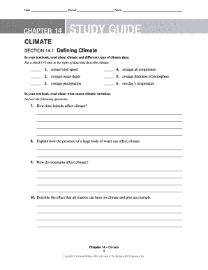 Chapter 14 Climate Study Guide Answer Key  Form