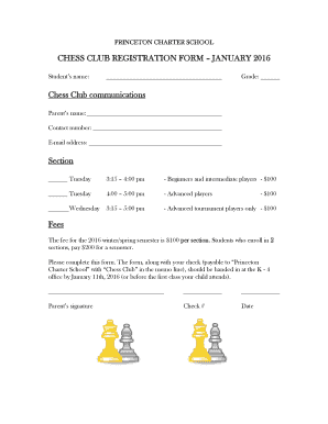 Chess Club Registration Form