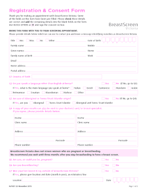Breastscreen Victoria Registration Form