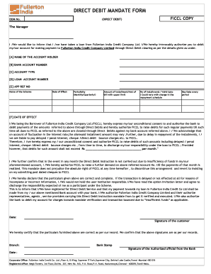 DIRECT DEBIT MANDATE FORM Fullerton India