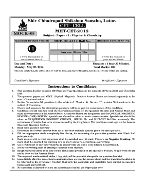 Shahu College Latur Screening Test Question Paper PDF  Form