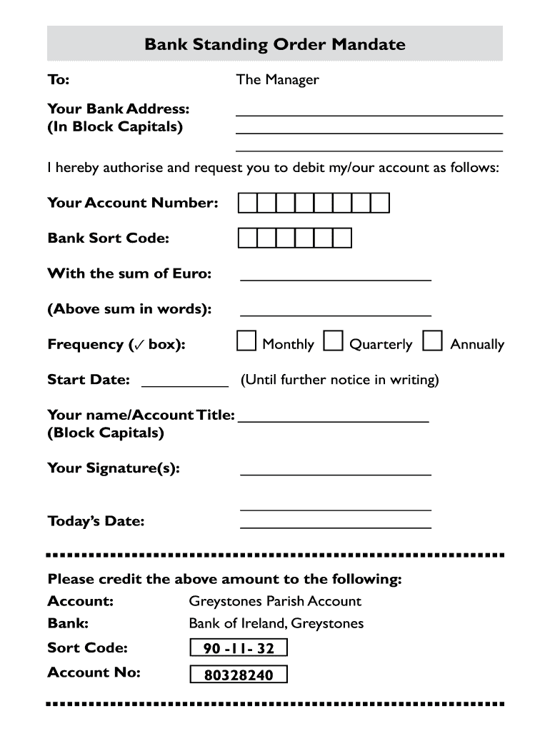 Standing Order  Form