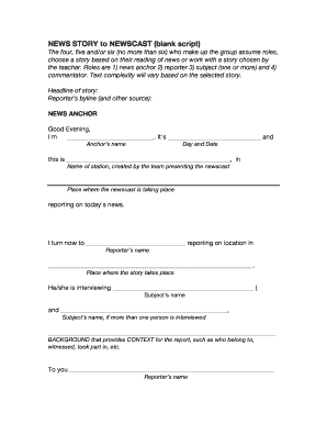 News Script Template  Form