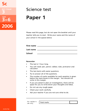 Ks3 Light Test Paper PDF  Form