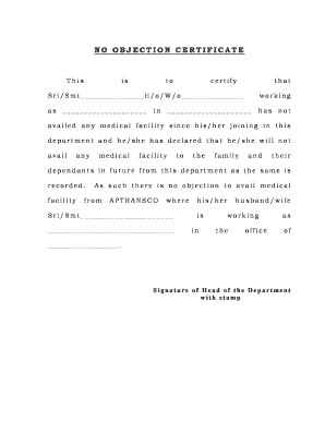 Medical Noc Certificate  Form