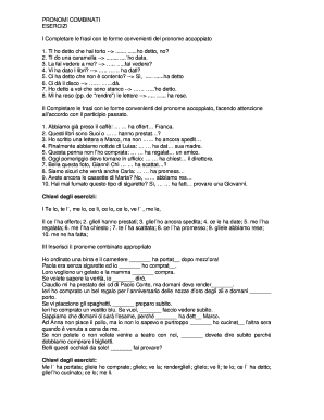 Pronomi Combinati Esercizi PDF  Form