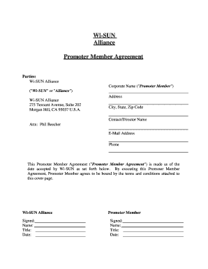 Promoter Member Agreement  Form