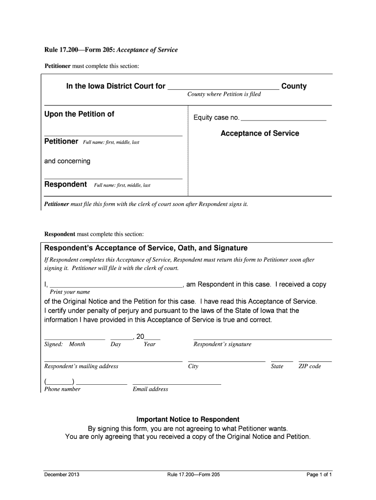 Iowa Acceptance Service  Form