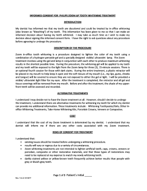 INFORMED CONSENT for PHILIPS ZOOM AP TOOTH WHITENING