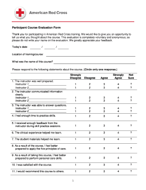 Evaluation Form Completed by a Participant