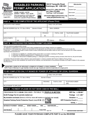 DISABLED PARKING PERMIT APPLICATION People in Motion Peopleinmotion  Form