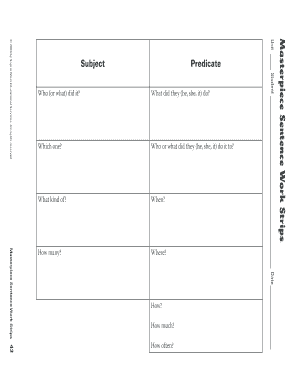 Masterpiece Sentences Template  Form