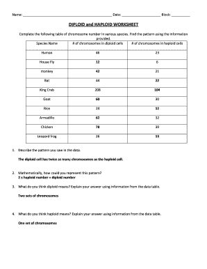 Practice Haploid V Diploid Answer Key  Form