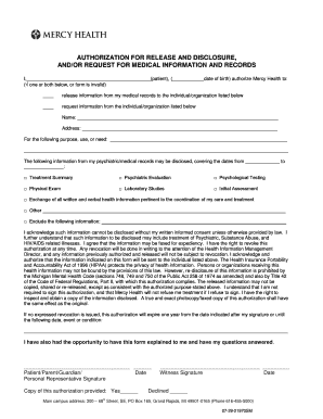 Mercy Health Release Form Pine Rest Christian Mental Health Pinerest