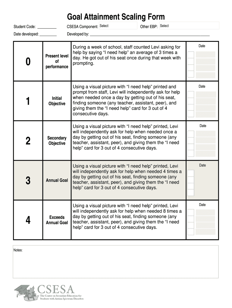 Goal Attainment Questionnaire  Form
