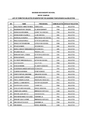 Form Five Selection